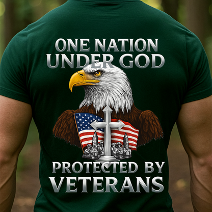 One Nation Under God Protected by Veterans Shirt-Faith Freedom and Veterans Shirt-Christian Patriotic Veteran Shirt