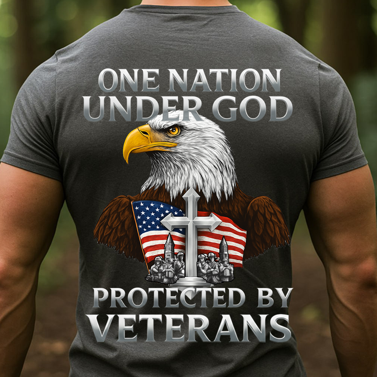 One Nation Under God Protected by Veterans Shirt-Faith Freedom and Veterans Shirt-Christian Patriotic Veteran Shirt