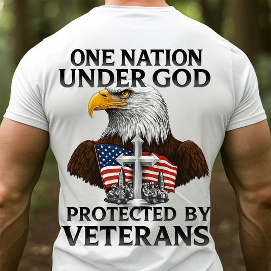 One Nation Under God Protected by Veterans Shirt-Faith Freedom and Veterans Shirt-Christian Patriotic Veteran Shirt