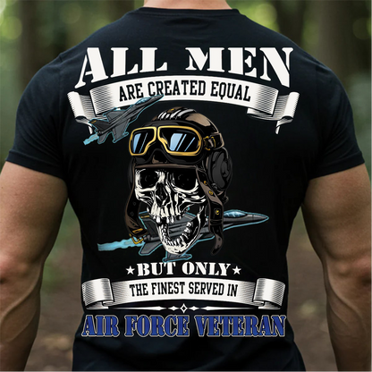 Air Force Veteran Shirt – All Men Are Created Equal Aviator Skull Tee-Military Air Force Veteran Shirt