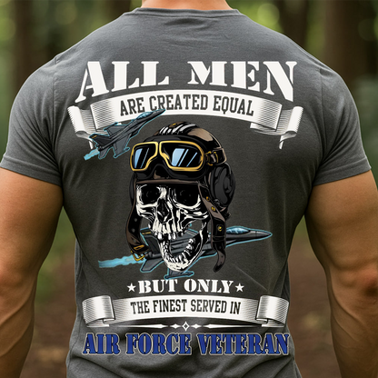 Air Force Veteran Shirt – All Men Are Created Equal Aviator Skull Tee-Military Air Force Veteran Shirt