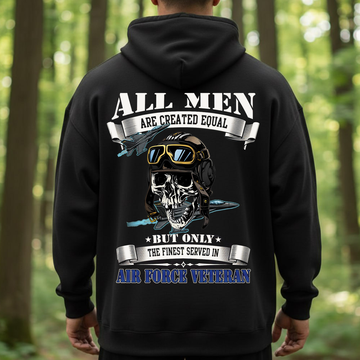 Air Force Veteran Shirt – All Men Are Created Equal Aviator Skull Tee-Military Air Force Veteran Shirt