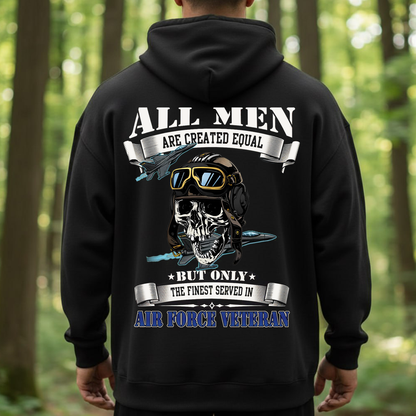 Air Force Veteran Shirt – All Men Are Created Equal Aviator Skull Tee-Military Air Force Veteran Shirt