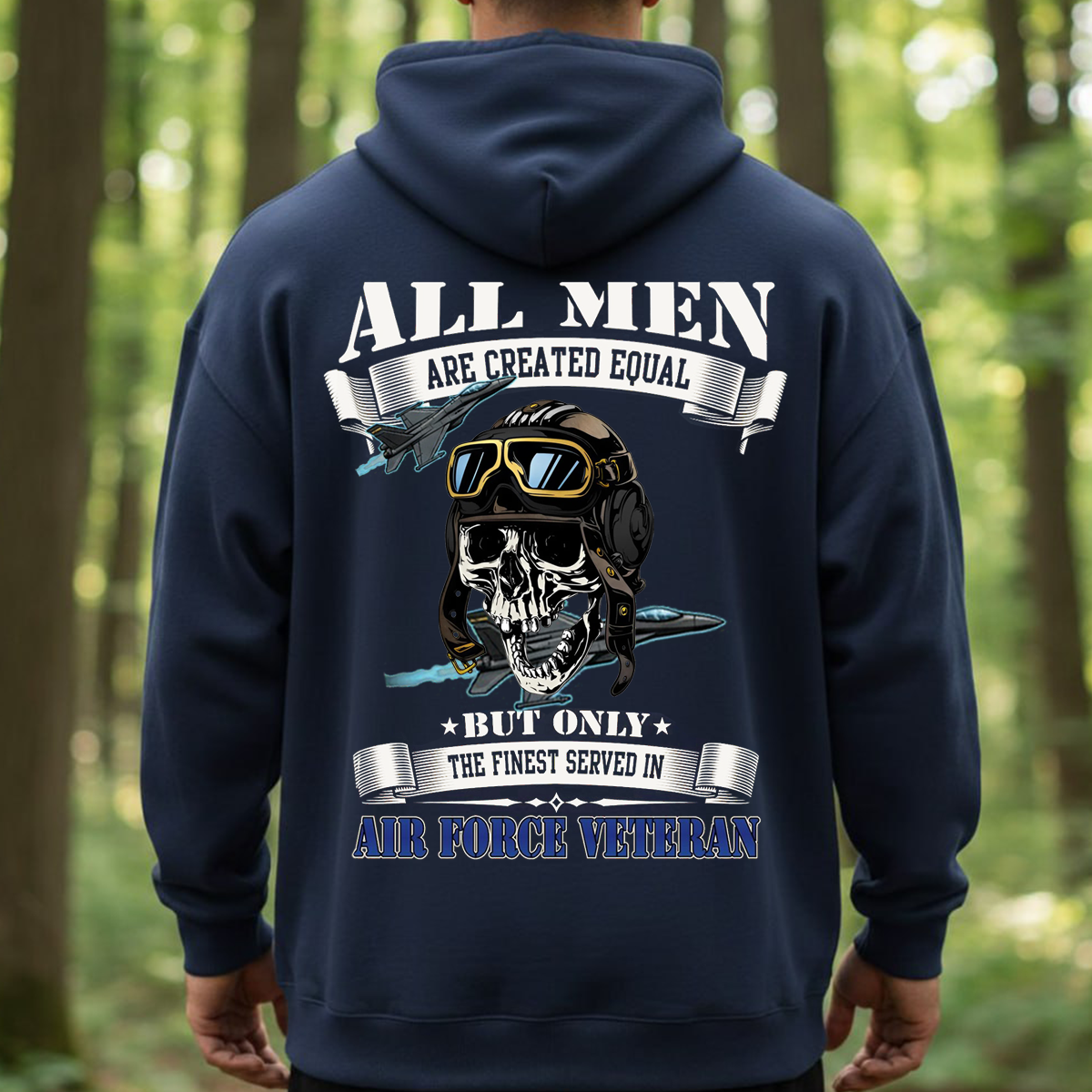 Air Force Veteran Shirt – All Men Are Created Equal Aviator Skull Tee-Military Air Force Veteran Shirt