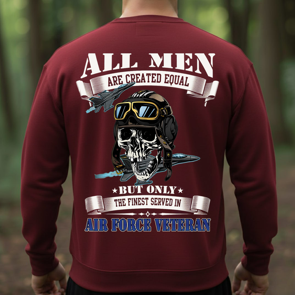 Air Force Veteran Shirt – All Men Are Created Equal Aviator Skull Tee-Military Air Force Veteran Shirt