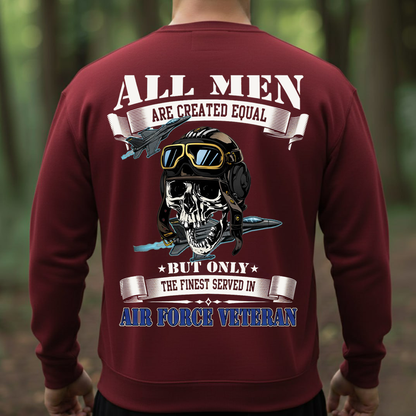 Air Force Veteran Shirt – All Men Are Created Equal Aviator Skull Tee-Military Air Force Veteran Shirt