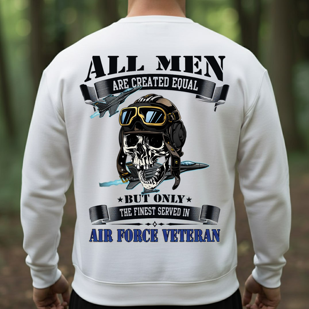 Air Force Veteran Shirt – All Men Are Created Equal Aviator Skull Tee-Military Air Force Veteran Shirt