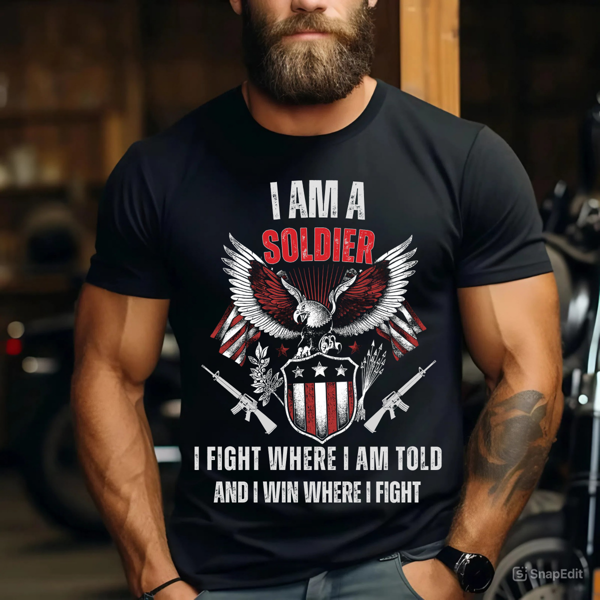 I Am A Soldier I Fight Where I Am Told And I Win Where I Fight – Patriotic Soldier Shirt – American Eagle Military Veteran Tee