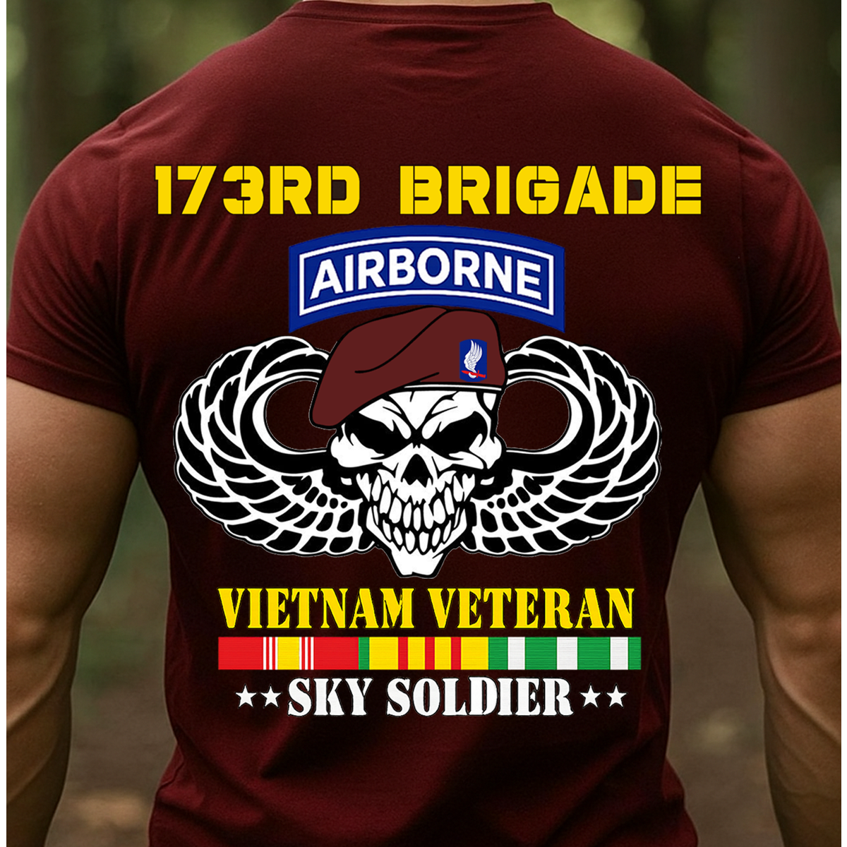 173rd Airborne Brigade Vietnam Veteran T-Shirt - Sky Soldier Military Tee