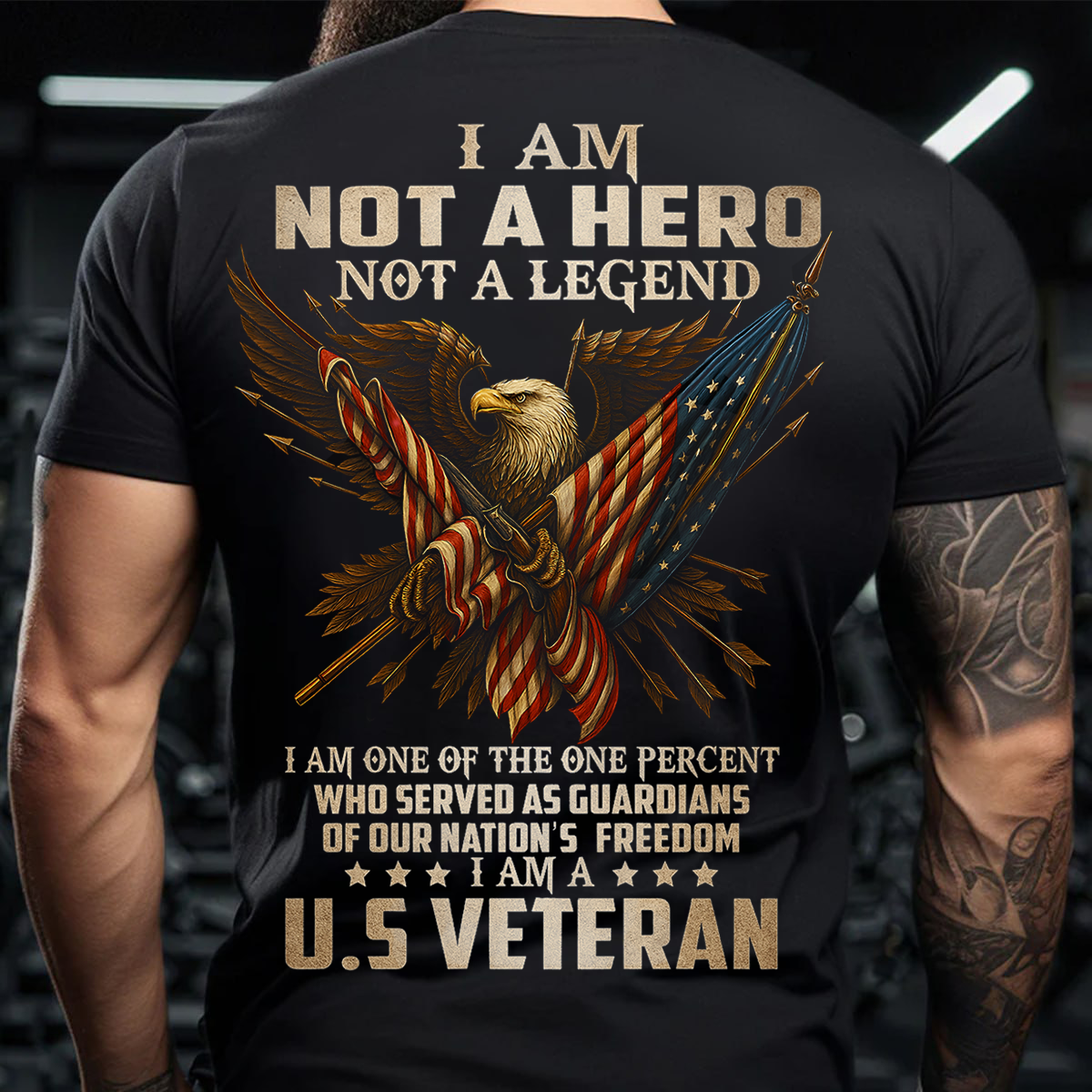 US Veteran T-Shirt – Not a Hero Not a Legend, One Percent Who Served, Guardian of Freedom, Patriotic Eagle & American Flag Shirt