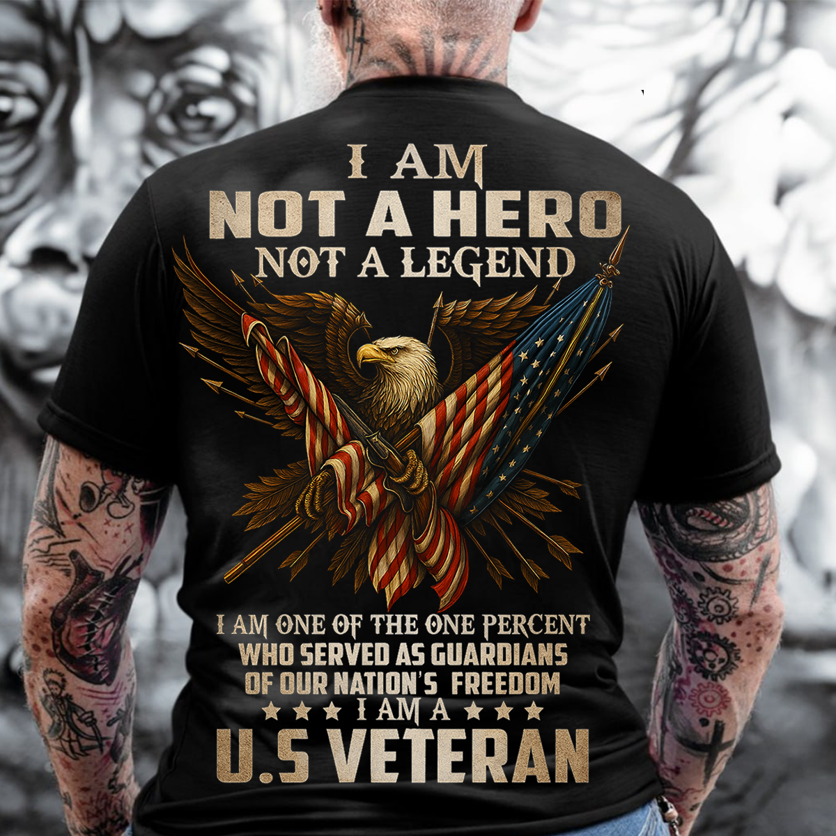 US Veteran T-Shirt – Not a Hero Not a Legend, One Percent Who Served, Guardian of Freedom, Patriotic Eagle & American Flag Shirt