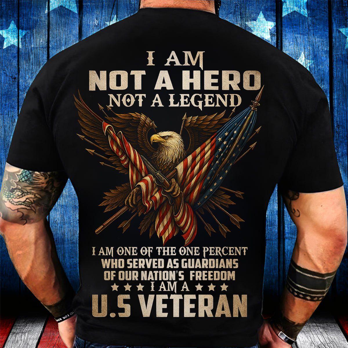 US Veteran T-Shirt – Not a Hero Not a Legend, One Percent Who Served, Guardian of Freedom, Patriotic Eagle & American Flag Shirt