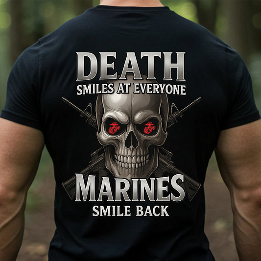Death Smiles At Everyone Marines Smile Back Shirt – USMC Military Veteran T-Shirt
