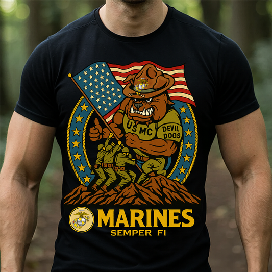 Marines T-Shirt – Devil Dogs Emblem, A Special Gift for Fathers and Men
