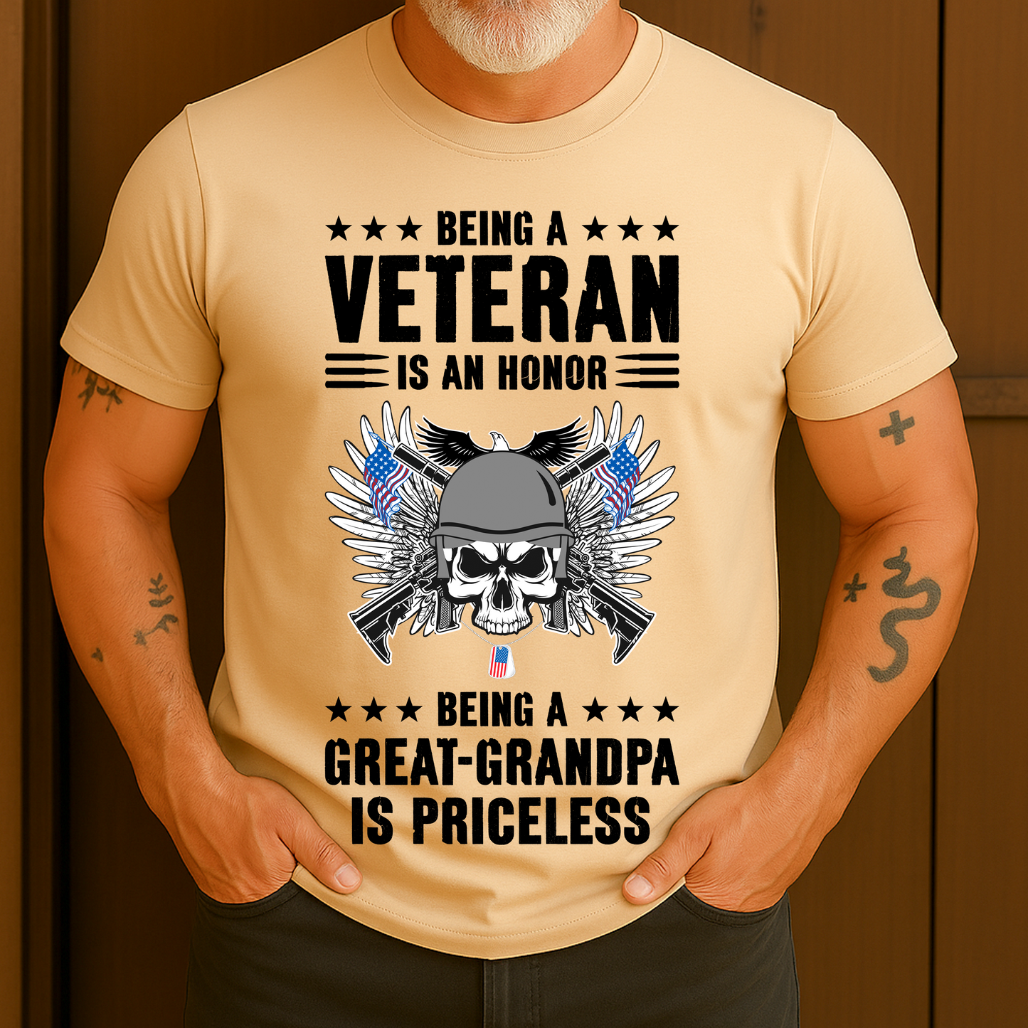 Being A Veteran Is An Honor Being A Great Grandpa Is Priceless T-Shirt