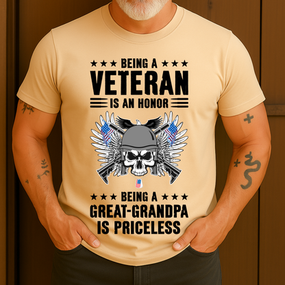 Being A Veteran Is An Honor Being A Great Grandpa Is Priceless T-Shirt