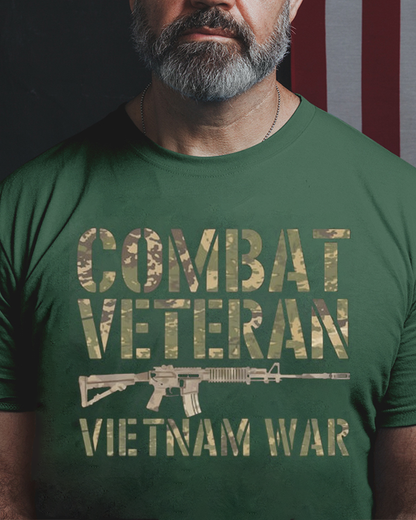 Camo Proud Combat Veteran Vietnam War Tribute Veteran T Shirt