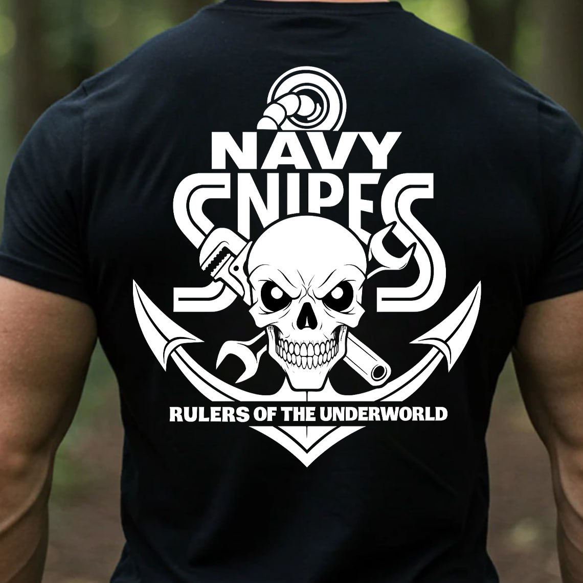 Navy Snipes T-Shirt, Sweatshirt, Hoodie – Rulers of the Underworld Skull Anchor Tee, Proud Navy Mechanic Military Shirt for Veterans and Sailors