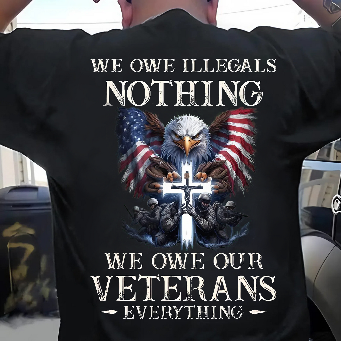 Veteran Tribute T-Shirt – Honoring Our Heroes with Eagle and Cross Design