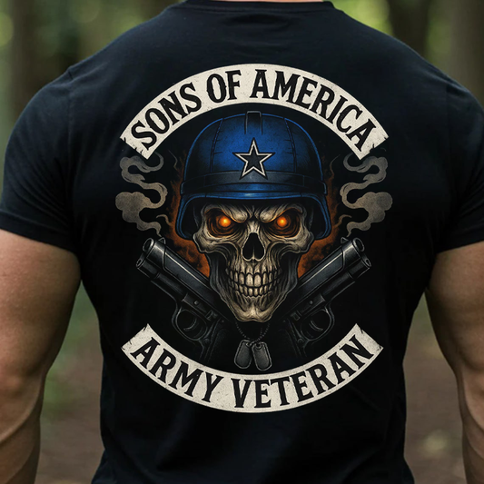 Sons of America Army Veteran Shirt, Sweatshirt, Hoodie – Military Skull T-Shirt for Men, Patriotic Tee, Veteran Pride Gift