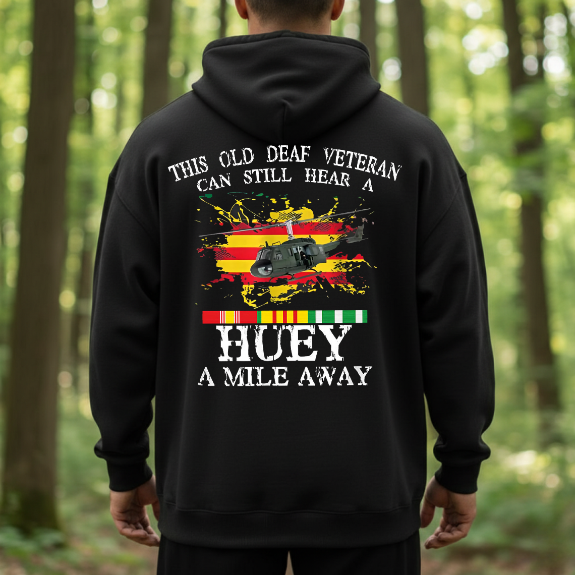 Vietnam Veteran Huey Helicopter T-Shirt, Old Deaf Veteran Military Pride Tee