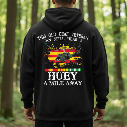 Vietnam Veteran Huey Helicopter T-Shirt, Old Deaf Veteran Military Pride Tee