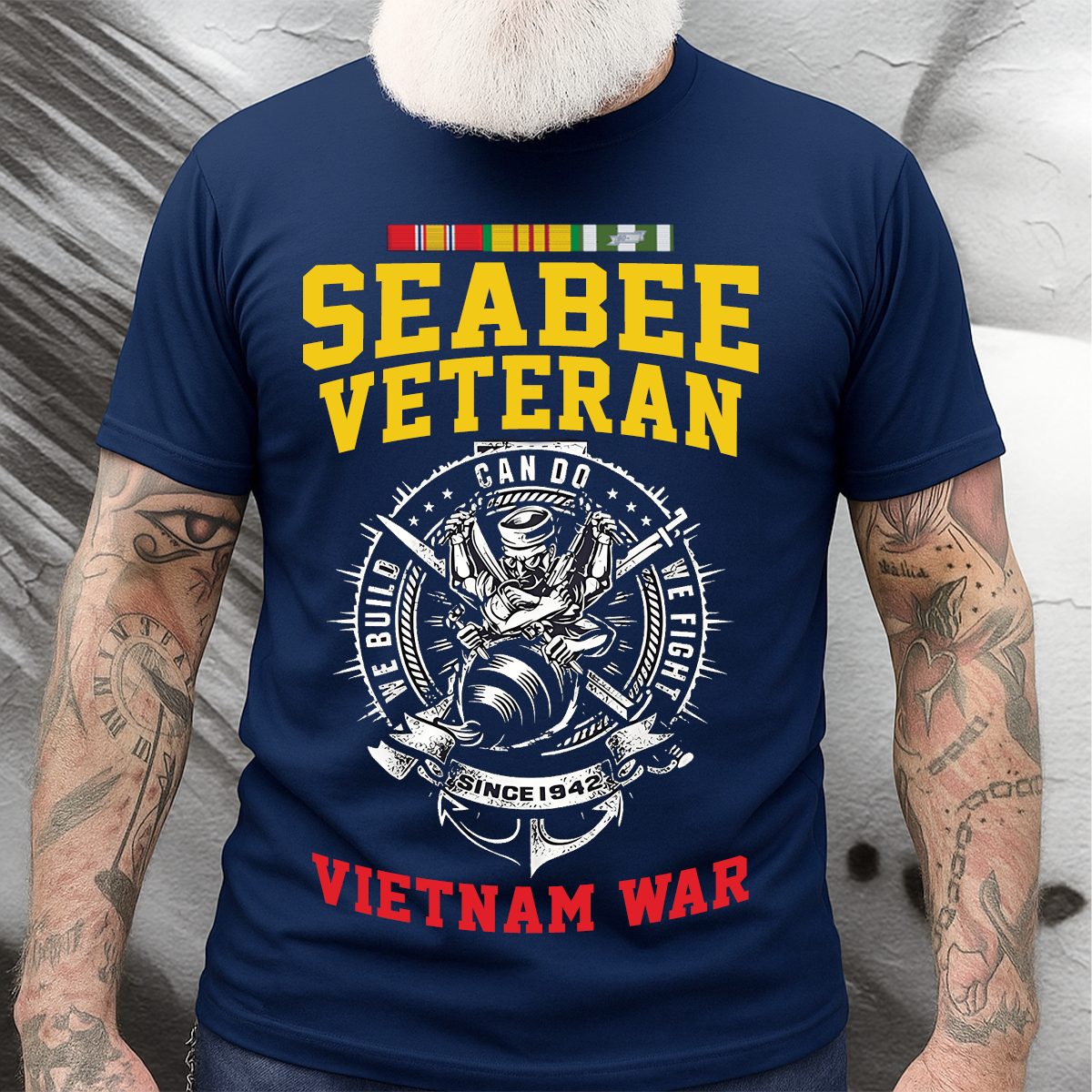 Seabee Veteran Vietnam War T-Shirt – US Navy Can Do We Build We Fight