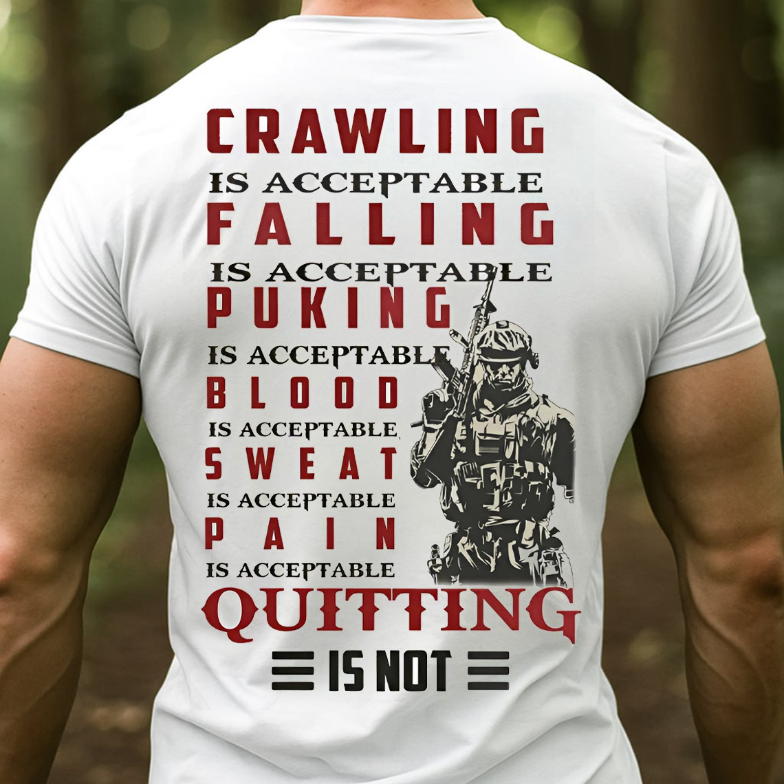 Never Quit Military Motivation Shirt – Gritty Soldier Quote Tee,  T-Shirt for Veterans & Warriors