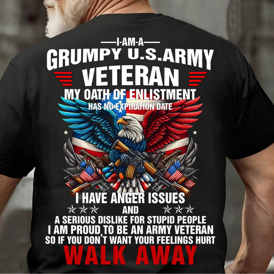 Grumpy U.S. Army Veteran Shirt – Bald Eagle American Flag Military Pride Tee