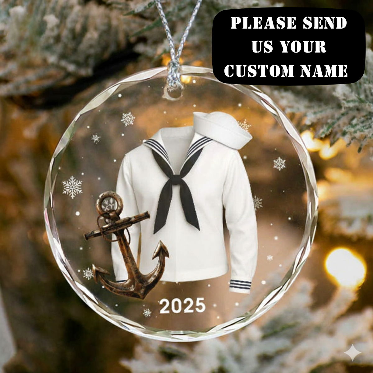 Personalized Sailor Uniform Ornament, Navy Sailor Christmas Ornament, Custom Name Military Keepsake, Navy Anchor Ornament, Veteran Gift, Xmas Gift