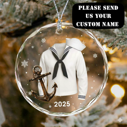 Personalized Sailor Uniform Ornament, Navy Sailor Christmas Ornament, Custom Name Military Keepsake, Navy Anchor Ornament, Veteran Gift, Xmas Gift