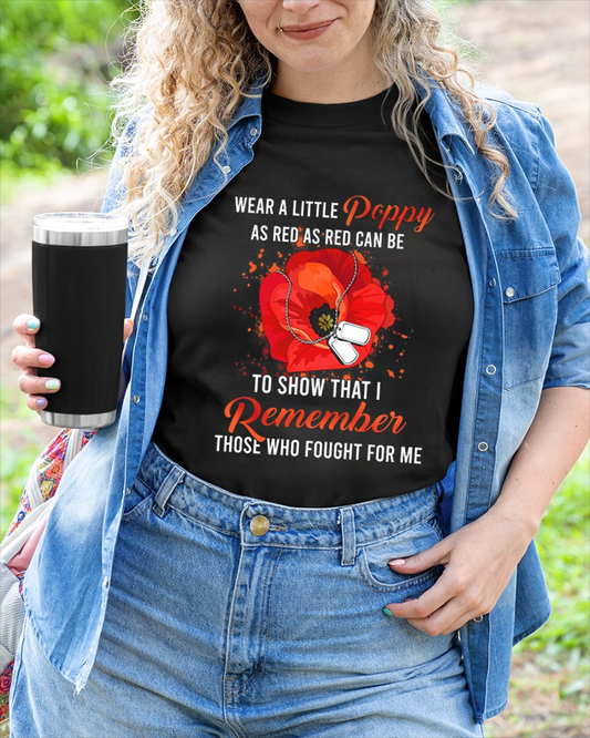 Veteran Day Lest We Forget Red Poppy Flower Usa Memorial Day Remembrance Day T Shirt