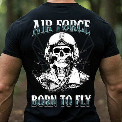 Air Force Born To Fly Skull Pilot T-Shirt, Hoodie, Sweatshirt – Military Aviation Gift for Veterans, Pilots & Airmen