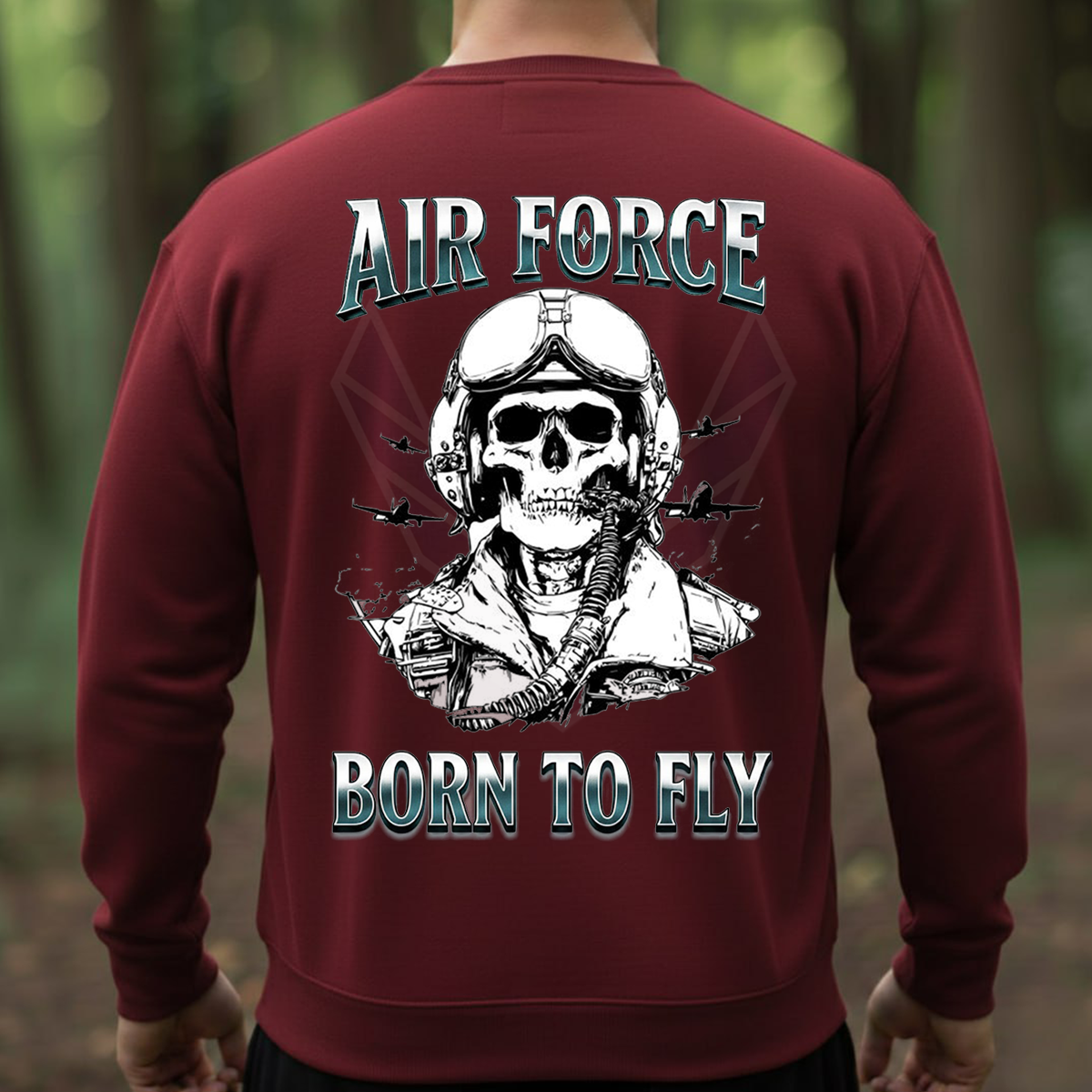 Air Force Born To Fly Skull Pilot T-Shirt, Hoodie, Sweatshirt – Military Aviation Gift for Veterans, Pilots & Airmen