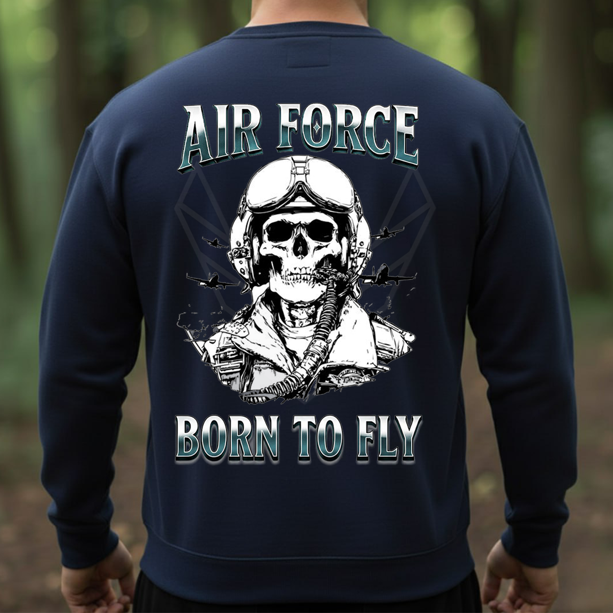 Air Force Born To Fly Skull Pilot T-Shirt, Hoodie, Sweatshirt – Military Aviation Gift for Veterans, Pilots & Airmen