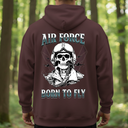 Air Force Born To Fly Skull Pilot T-Shirt, Hoodie, Sweatshirt – Military Aviation Gift for Veterans, Pilots & Airmen