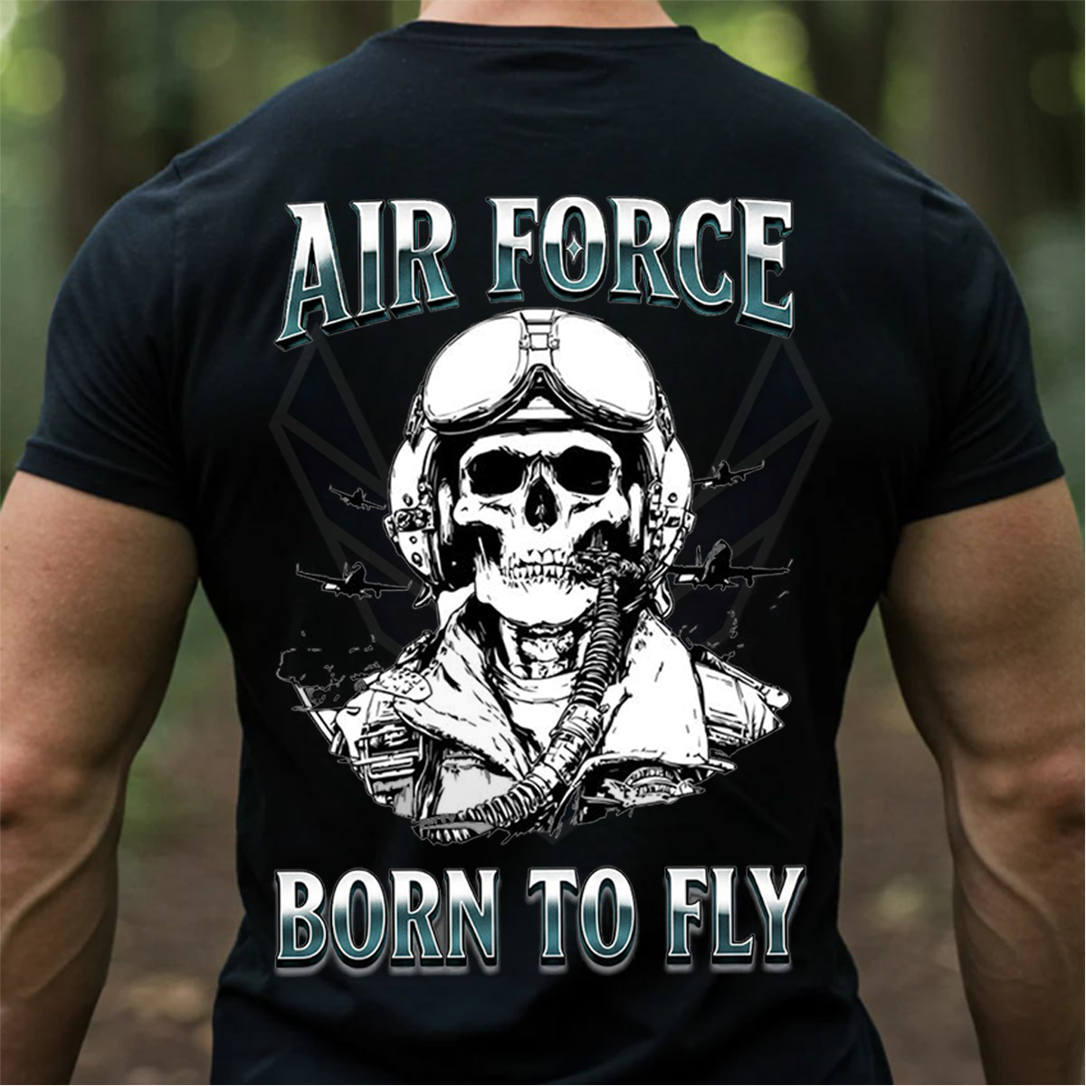 Air Force Born To Fly Skull Pilot T-Shirt, Hoodie, Sweatshirt – Military Aviation Gift for Veterans, Pilots & Airmen