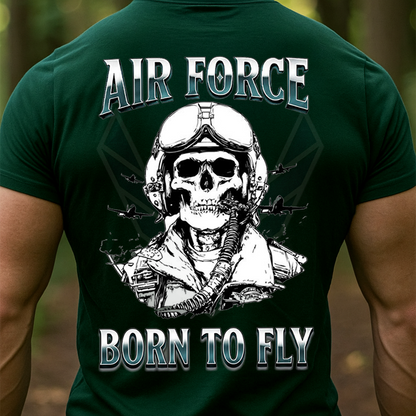 Air Force Born To Fly Skull Pilot T-Shirt, Hoodie, Sweatshirt – Military Aviation Gift for Veterans, Pilots & Airmen