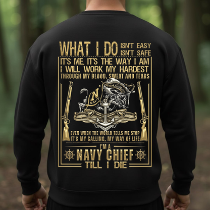 Navy Veteran T-Shirt – Navy Chief Till I Die – Military Pride Tee