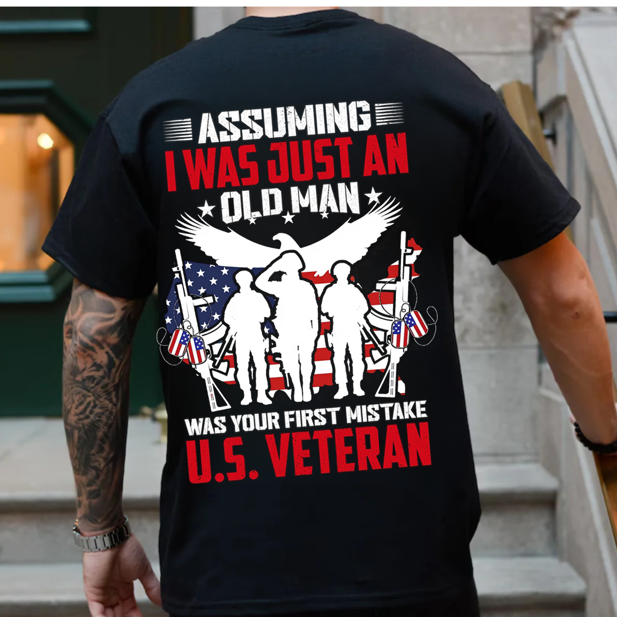 U.S. Veteran T-Shirt – Assuming I Was Just an Old Man Was Your First Mistake Military Shirt