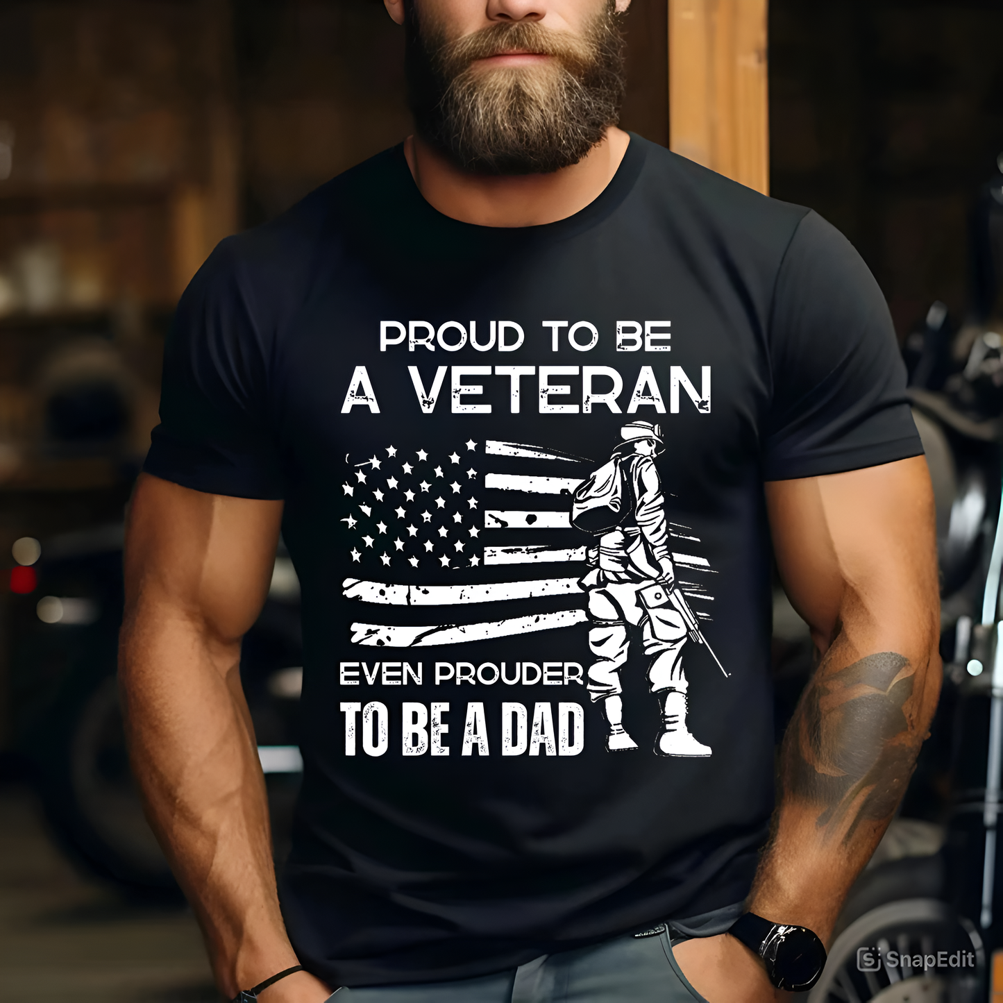 Veteran Dad T-Shirt - Proud to Be a Veteran, Even Prouder to Be a Dad - Military Father Gift Tee