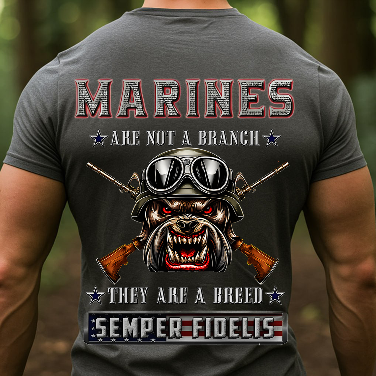 Semper Fidelis Military Veteran Pride T-Shirt - USMC Bulldog Marine Corps T-Shirt- Semper Fi Veteran Gift for Brothers-in-Arms