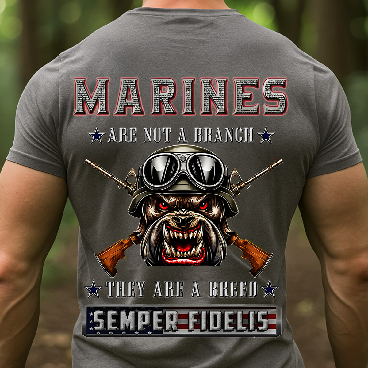 Semper Fidelis Military Veteran Pride T-Shirt - USMC Bulldog Marine Corps T-Shirt- Semper Fi Veteran Gift for Brothers-in-Arms