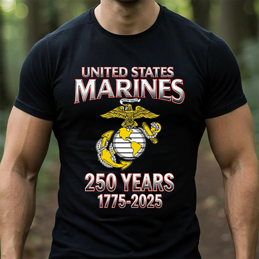 USMC 250th Anniversary T-Shirt – United States Marine Corps 1775-2025 Veteran Gift