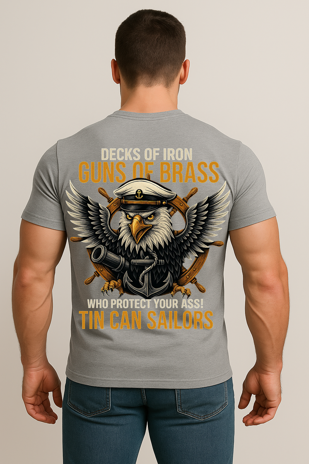 Decks of Iron Guns of Brass T-Shirt – Proud Navy Sailor Military Eagle Shirt