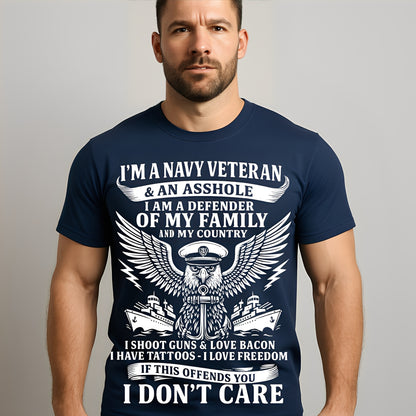 US Navy Veteran Shirt – Freedom, Guns, Bacon, Tattoos, Patriotic Military Tee