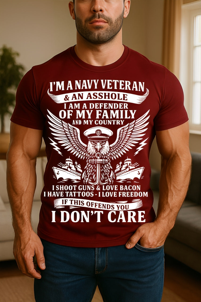 US Navy Veteran Shirt – Freedom, Guns, Bacon, Tattoos, Patriotic Military Tee