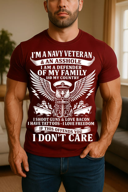 US Navy Veteran Shirt – Freedom, Guns, Bacon, Tattoos, Patriotic Military Tee