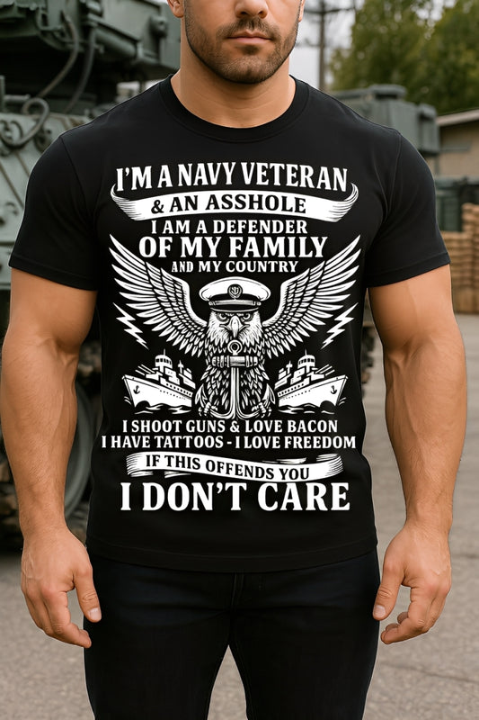 US Navy Veteran Shirt – Freedom, Guns, Bacon, Tattoos, Patriotic Military Tee