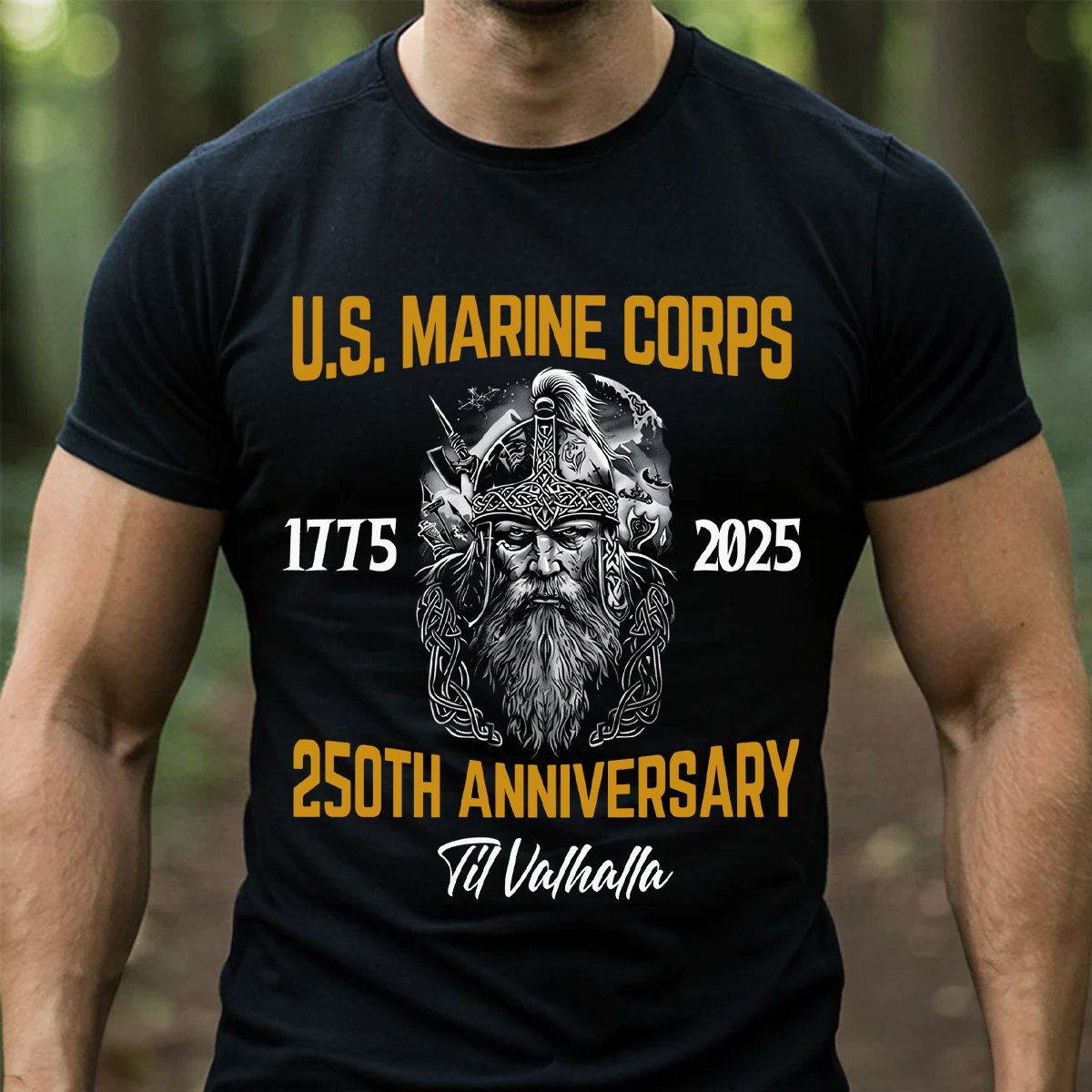 U.S. Marine Corps 250th Anniversary Shirt – Til Valhalla Viking Warrior Design